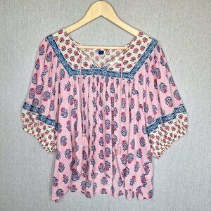 💙 Old Navy Oversized Lightweight Wide Sleeve Flowy Blouse Size XL/2X Cottage Pr